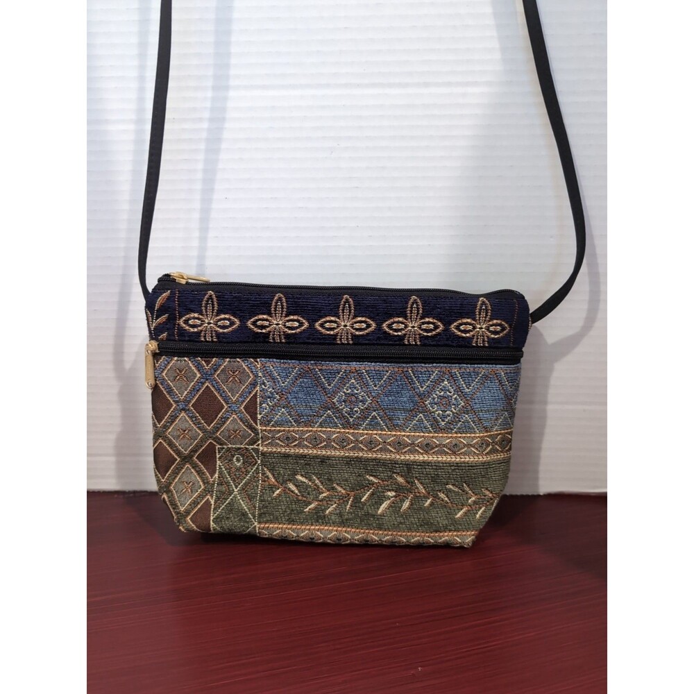 VINTAGE DANNY K EMBROIDERED TAPESTRY CROSSBODY BAG MADE IN USA BEVERLY HILLS